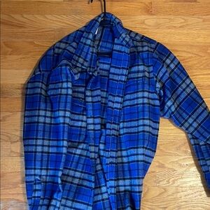 LL Bean Blue Plaid Flannel Shirt